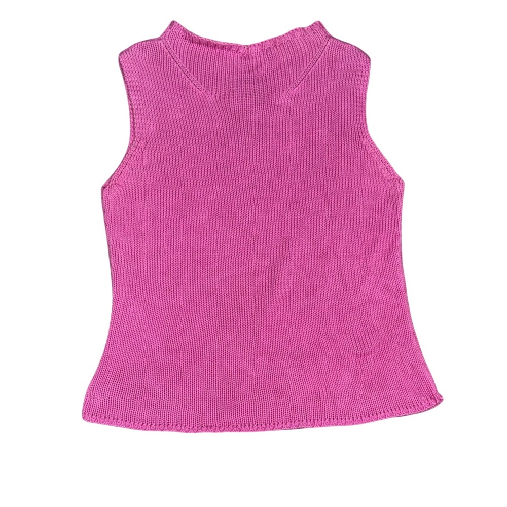 Vtg Lilly Pulitzer Knit Tank Top Sleeveless Pink Cotton Summer Casual Women L